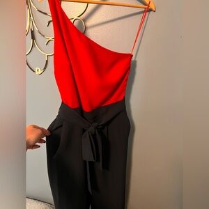 Banana Republic Vibrant Red and Navy Blue Jumpsuit